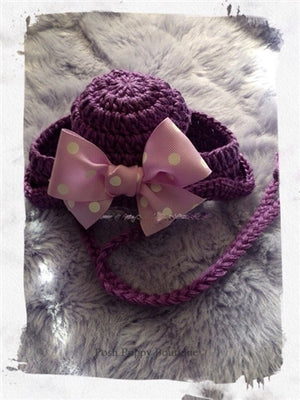Couture Knit Hat- Little Purple Bonnet - Posh Puppy Boutique