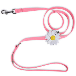 Susan Lanci Large Daisy with AB Crystal Ultrasuede Dog Leashes - Many Colors