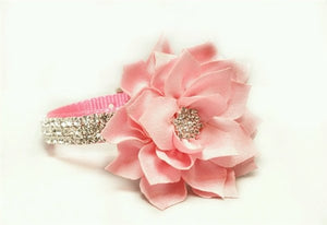 Diamonds and Flowers Rhinestone Dog Collar - Pink - Posh Puppy Boutique