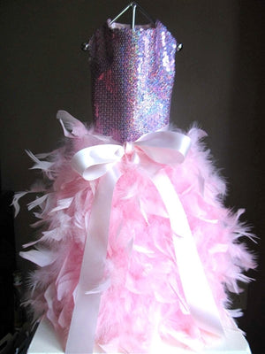 Hologram Sequin Feathered Gown Dress - Posh Puppy Boutique