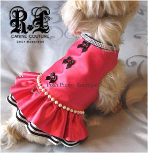 Couture La Vie En Rose Dog Harness Dress - Posh Puppy Boutique