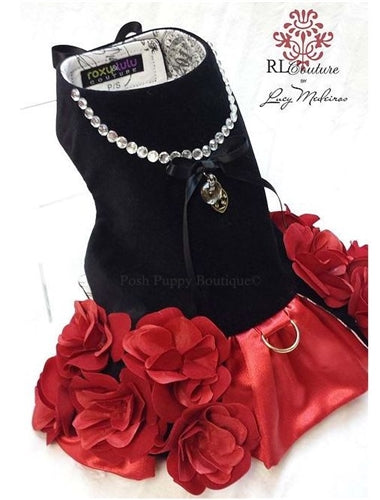 Couture Flamenco Rose Dog Harness Dress