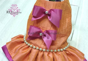 Couture Orange Sorbet Dog Harness Dress - Posh Puppy Boutique