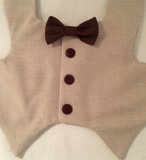 Tuxedo Vest - Tan with Brown Buttons - Posh Puppy Boutique