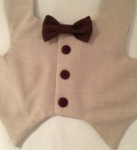 Tuxedo Vest - Tan with Brown Buttons