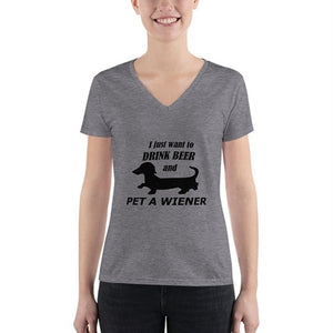 I Just Want To Drink Beer And Pet A Wiener T-Shirt - Human Shirt in Many Colors - Posh Puppy Boutique