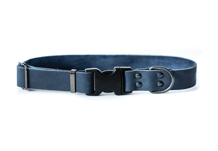 Navy Sport Quick-Release Leather Collar