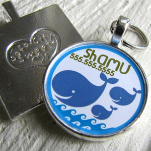 Blue Whales Custom Silver Pet ID Tag - Posh Puppy Boutique