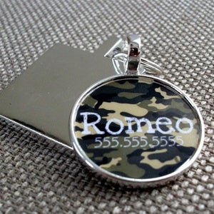 Camouflage Custom Silver Pet ID Tag - Posh Puppy Boutique