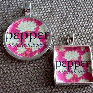 Bright Pink Floral Custom Silver Pet ID Tag - Posh Puppy Boutique