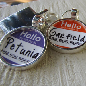 Hello My Name Is....Silver Pet ID Tag-Many Colors - Posh Puppy Boutique