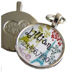 Paris in the Spring Silver Custom Pet ID Tag - Posh Puppy Boutique