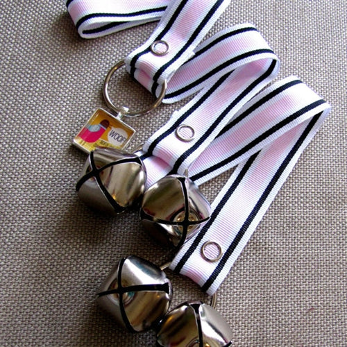 Doggy House Training Bells in Pink Stripes
