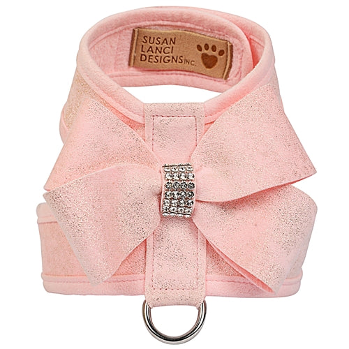 Susan Lanci Puppy Pink Glitzerati Nouveau Bow Tinkie Harness with Puppy Pink Trim
