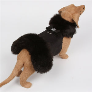 Susan Lanci Big Bow Faux Fur Coat- Black Fox with Black - Posh Puppy Boutique