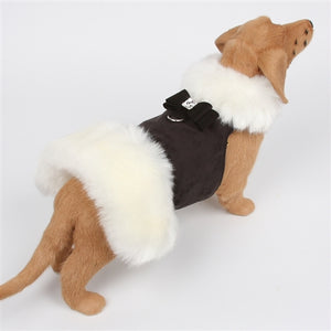 Susan Lanci Big Bow Faux Fur Coat - White Fox Black with Big Bow - Posh Puppy Boutique