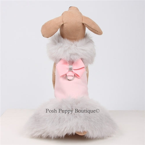 Susan Lanci Nouveau Bow Fur Coat-Puppy Pink with Soft Silver Fox