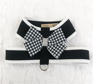 Susan Lanci Two Tone Classic Houndstooth Nouveau Bow Tinkie Harness - Posh Puppy Boutique