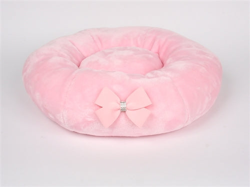 Susan Lanci Spa Bed with Nouveau Bow - Puppy Pink