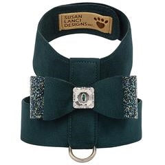 Susan Lanci AB Crystal Stellar Big Bow Tinkie Harness in Emerald - Posh Puppy Boutique