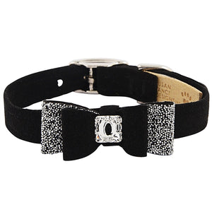Susan Lanci Crystal Stellar Big Bow Collar in Black - Posh Puppy Boutique