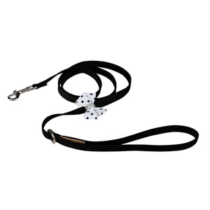 Susan Lanci Black and White Polka Dot Nouveau Bow Collar - Posh Puppy Boutique