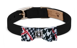Susan Lanci Classic Glen Houndstooth Big Bow Collar - Posh Puppy Boutique