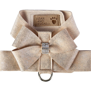 Susan Lanci Champagne Glitzerati Nouveau Bow Tinkie Harness - Posh Puppy Boutique