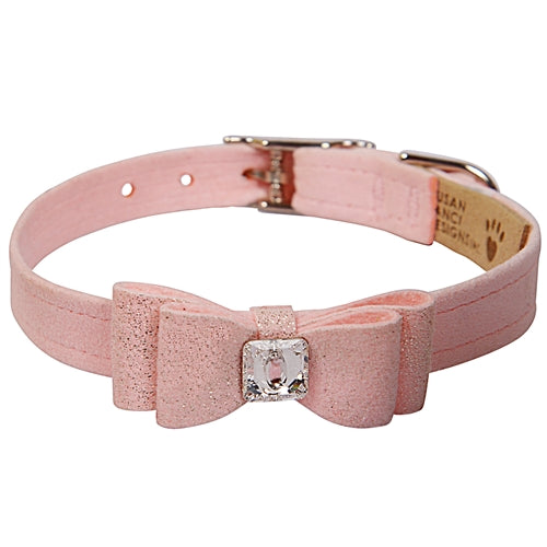Susan Lanci Puppy Pink Glitzerati Big Bow Collar