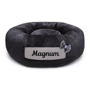 Susan Lanci Custom Bed in Black Spa and Platinum - Posh Puppy Boutique