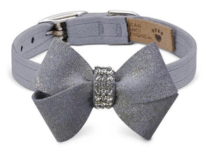 Susan Lanci Platinum Glitzerati Nouveau Bow Collar - Posh Puppy Boutique