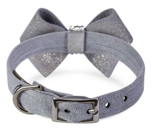 Susan Lanci Platinum Glitzerati Nouveau Bow Collar - Posh Puppy Boutique
