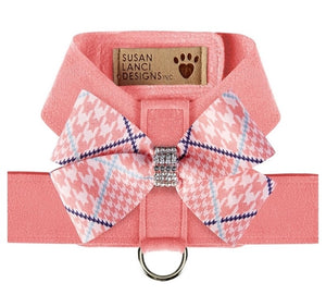 Susan Lanci Peaches N' Cream Glen Houndsooth Tinkie Harness with Nouveau Bow - Posh Puppy Boutique