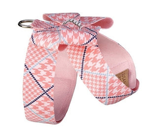 Susan Lanci Peaches N Cream Glen Houndsooth Tinkie Harness with Nouveau Bow - Posh Puppy Boutique
