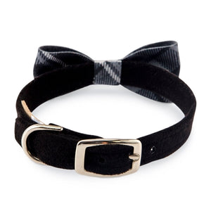 Susan Lanci Scotty Collar Charcoal Plaid - Black - Posh Puppy Boutique
