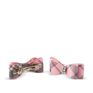Susan Lanci Scotty Giltmore Hair Bow - Puppy Pink Plaid - Posh Puppy Boutique