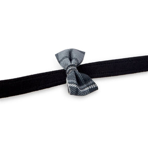 Susan Lanci Scotty Leash Charcoal Plaid Bow Tie - Posh Puppy Boutique