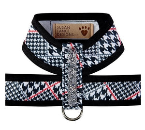 Susan Lanci Two Tone Classic Glen Houndtooth Crystal Rocks Tinkie Harness - Posh Puppy Boutique