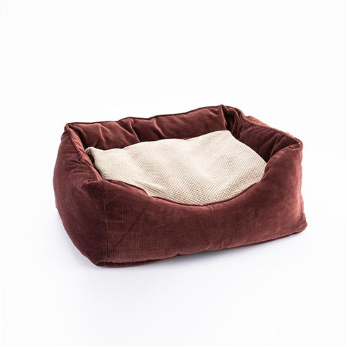 Home and Go Luxury 2-in-1 Dog Bed in Bordeaux and Taupe