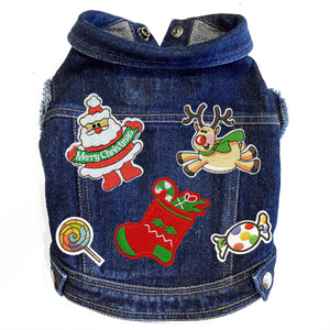 Christmas Denim Jacket with Candy Patches