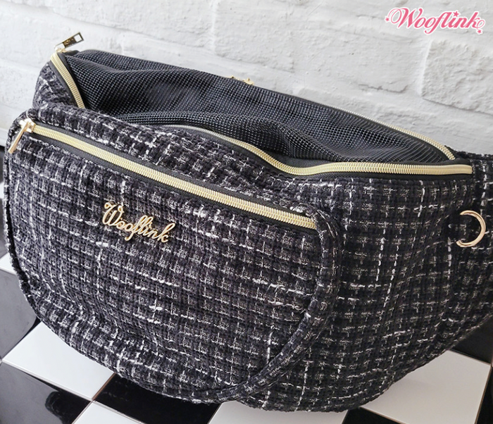 Wooflink Hug Me Bag - Tweed Black - Posh Puppy Boutique Wooflink Hug Me Bag - Tweed Black - Posh Puppy Boutique