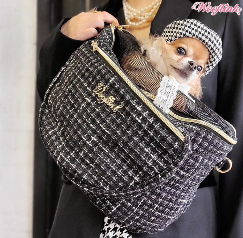 Wooflink Hug Me Bag - Tweed Black - Posh Puppy Boutique Wooflink Hug Me Bag - Tweed Black - Posh Puppy Boutique