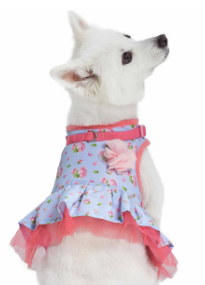 Spring Scent Inspired Floral Dog Harness Dress in Pastel Blue