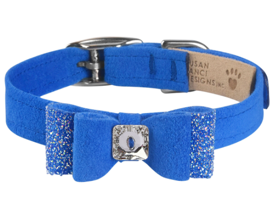 Susan Lanci AB Crystal Stellar Big Bow Collar in Royal Blue
