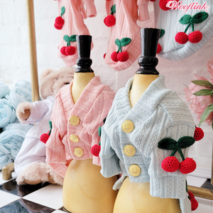 Wooflink Cherry Knit Cardigan - Pink