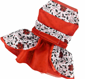 Holly Holiday Dog Harness Dress with Matching Leash