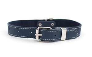 Navy Traditional Buckle Leather Collar