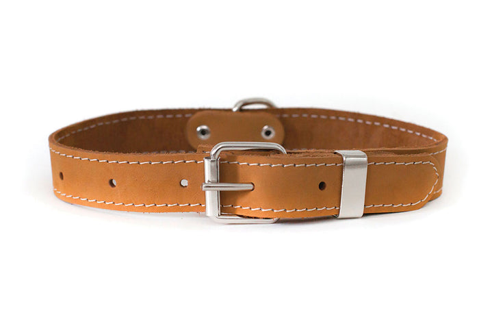 Tan Traditional Buckle Leather Collar