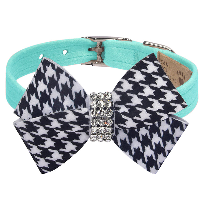 Susan Lanci Black and White Houndstooth Nouveau Bow Collar in Many Colors