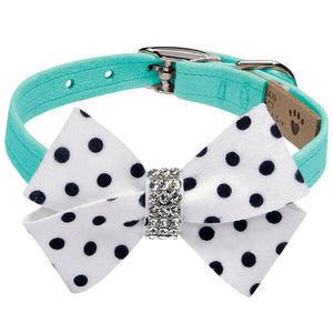 Susan Lanci Polka Dot Nouveau Bow Collar in Many Colors - Posh Puppy Boutique